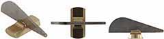 Front Sight,
tall blade, .062" thick nickel silver,
3/8" by 0.070" brass dovetail base for Pedersoli rifles